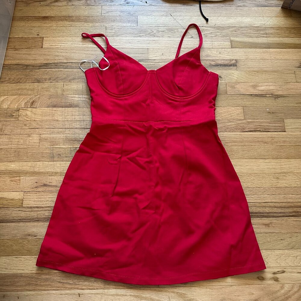 Princess Polly Red Structured Mini Dress - Size 8